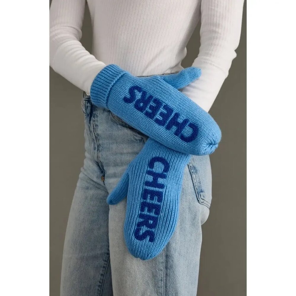 ($20) "Cheers" Mittens - Blue